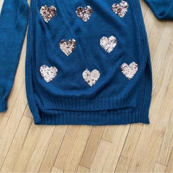 Lauren Conrad Crew Neck Gold Sequin Heart Sweater – Size XS - Picture 7 of 12
